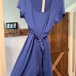 SHEIN Blue Wrap Tie Front Jumpsuit Casual